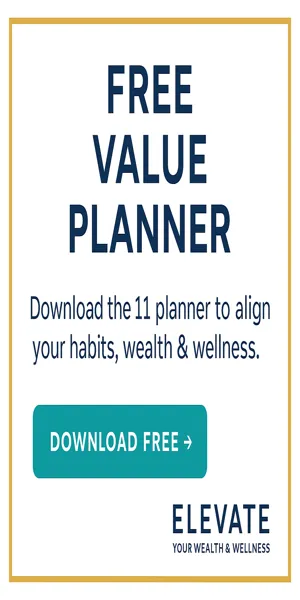 Free Value Planner download ad to align habits, wealth, and wellness